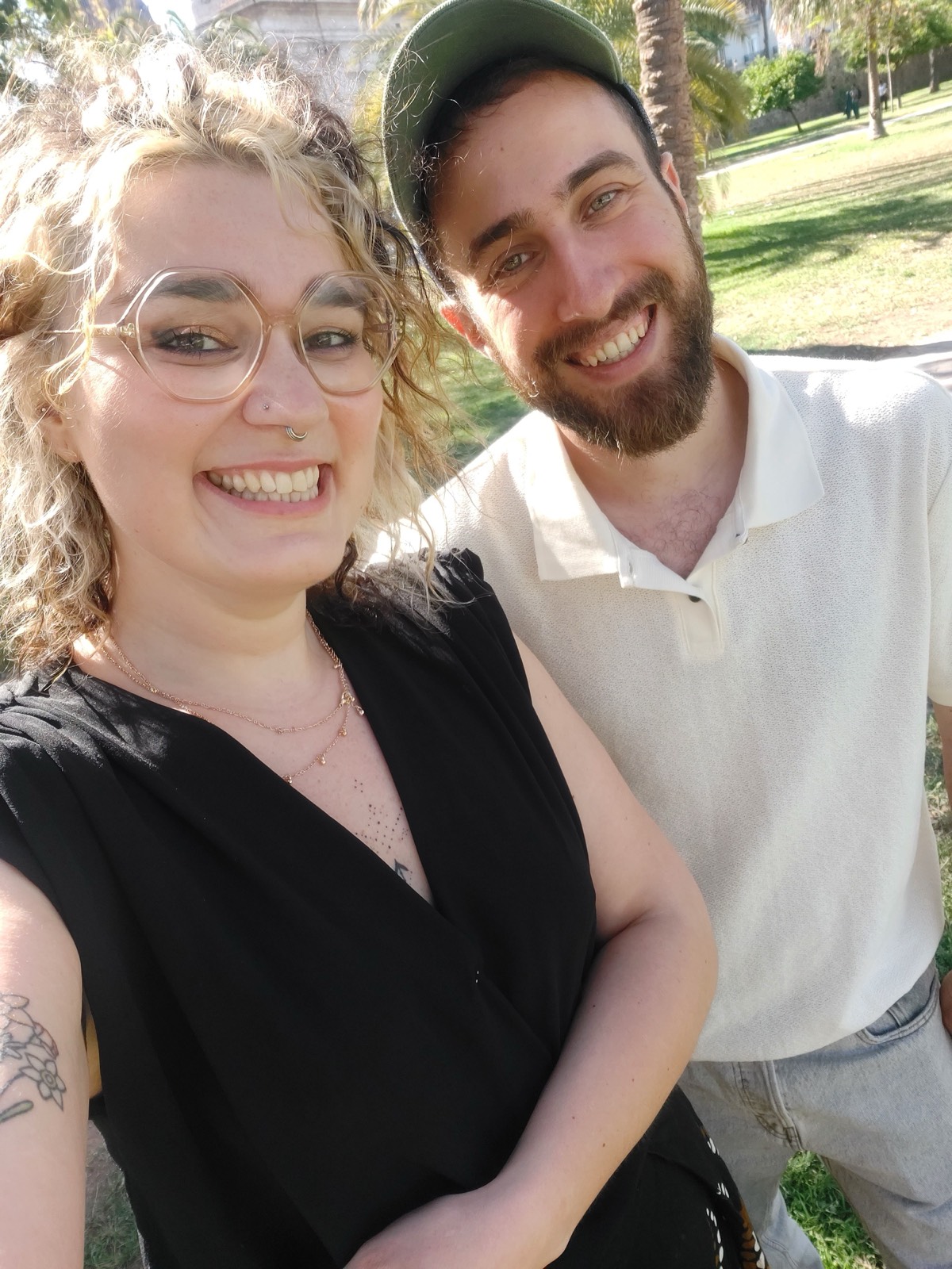 Couple walking in the hills